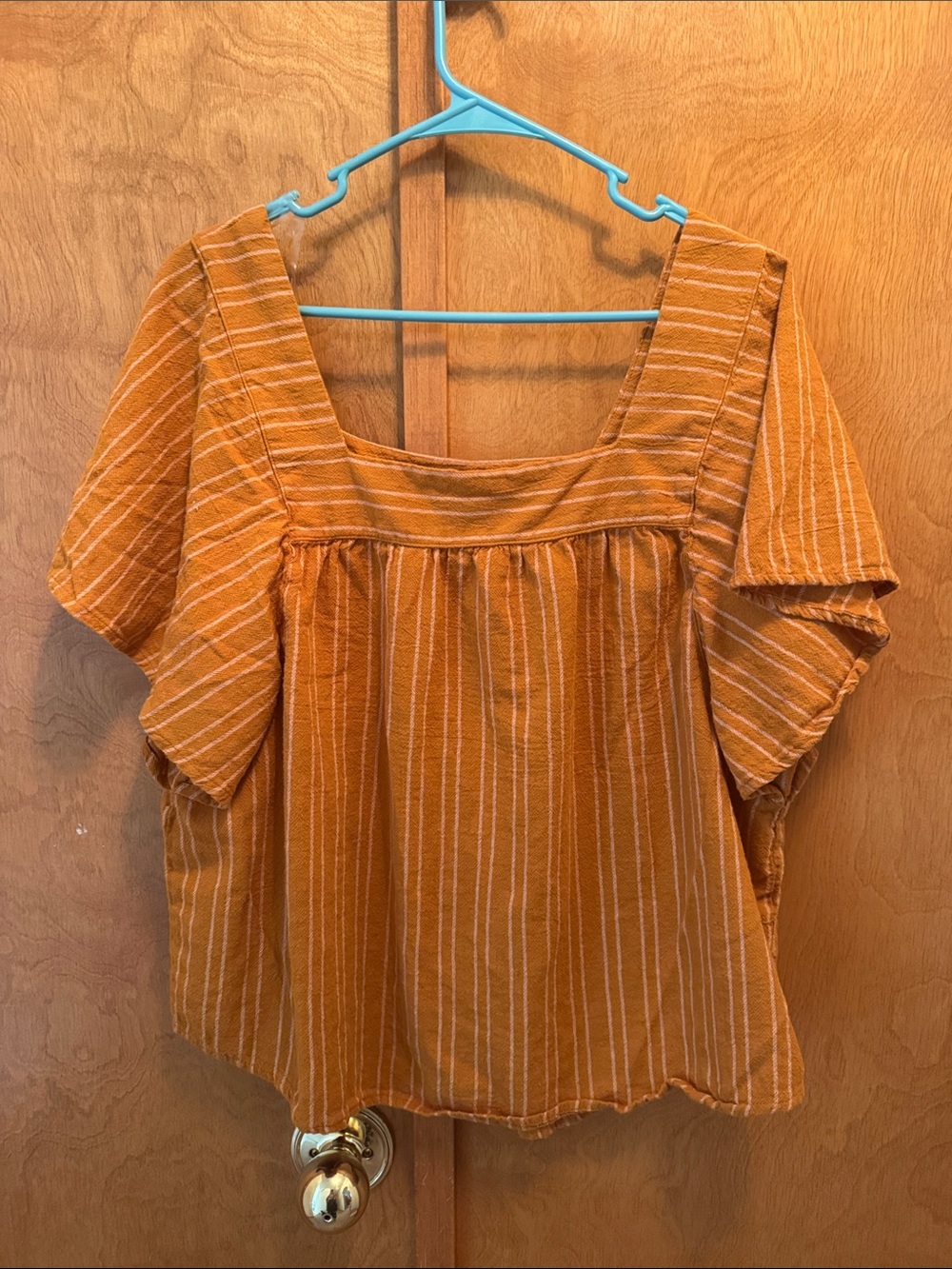 Sonoma Orange Striped Square Neck Blouse